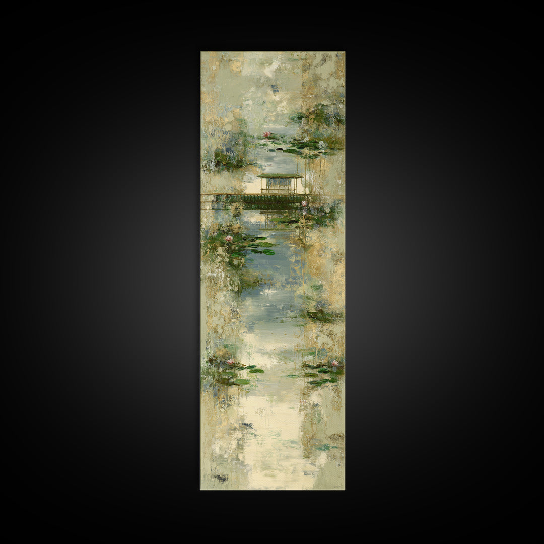 Water Garden Bridge Canvas Print, Impressionist Art, Statement Artwork, Living Room Decor, Fine Art, Impression, Art Print, IMP-1x3-78