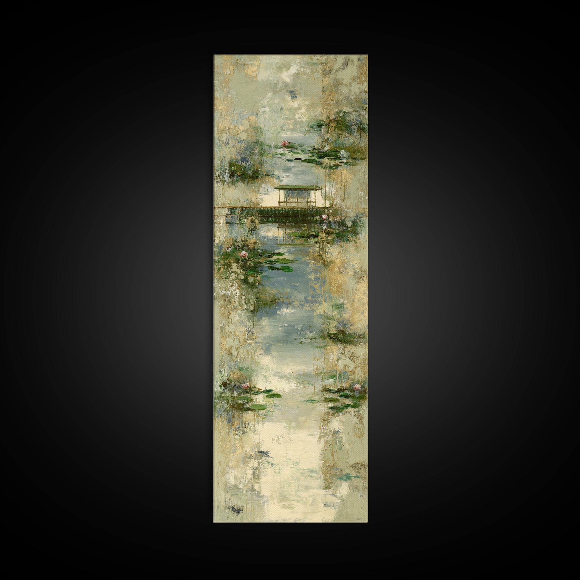 Water Garden Bridge Canvas Print, Impressionist Art, Statement Artwork, Living Room Decor, Fine Art, Impression, Art Print, IMP-1x3-78