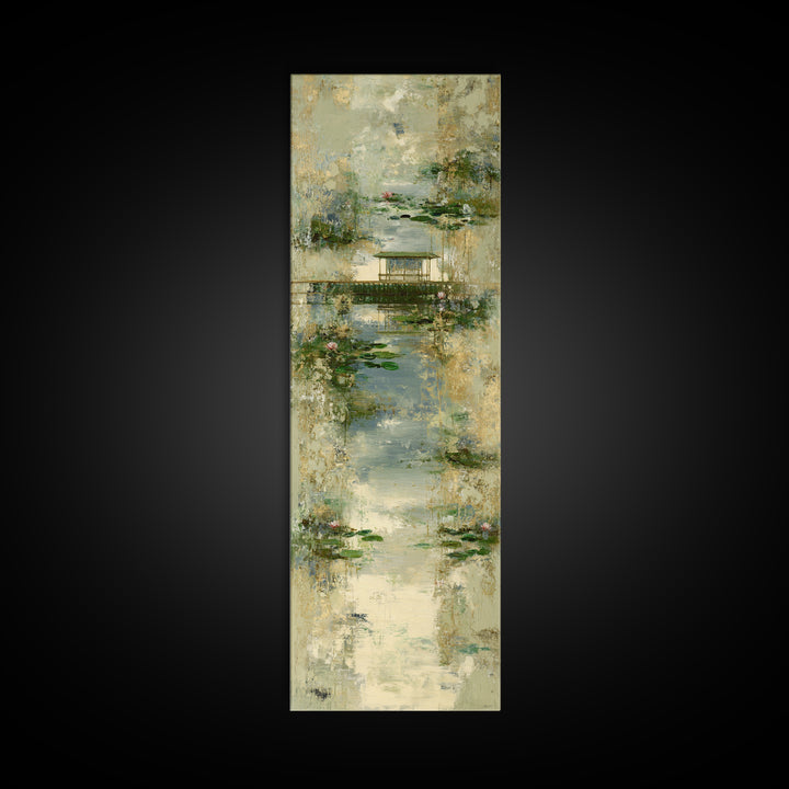 Water Garden Bridge Canvas Print, Impressionist Art, Statement Artwork, Living Room Decor, Fine Art, Impression, Art Print, IMP-1x3-78