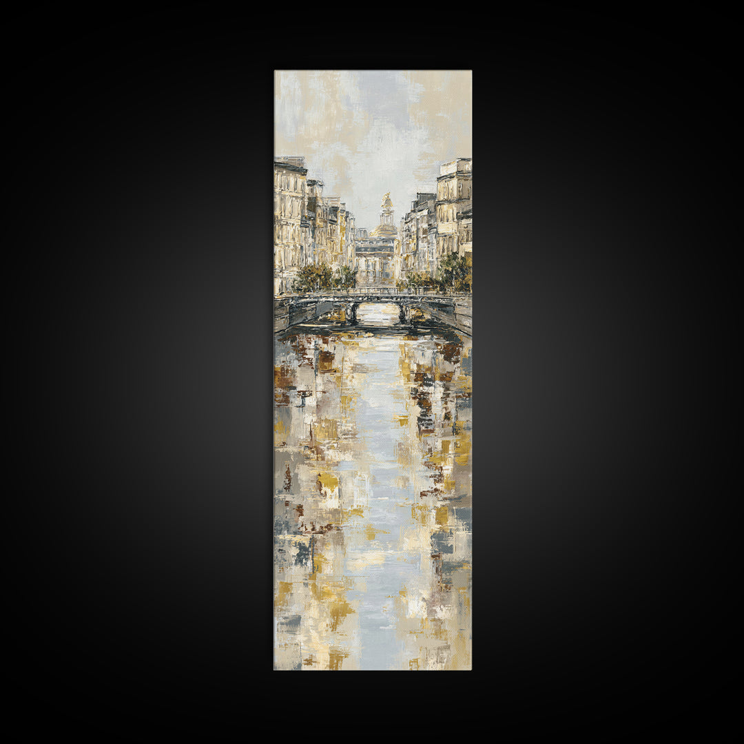 Paris Bridge Reflected Framed Canvas Print, Impressionist Art, Boho Decor, Living Room Decor, Oil Painting, Impression, IMP-1x3-91