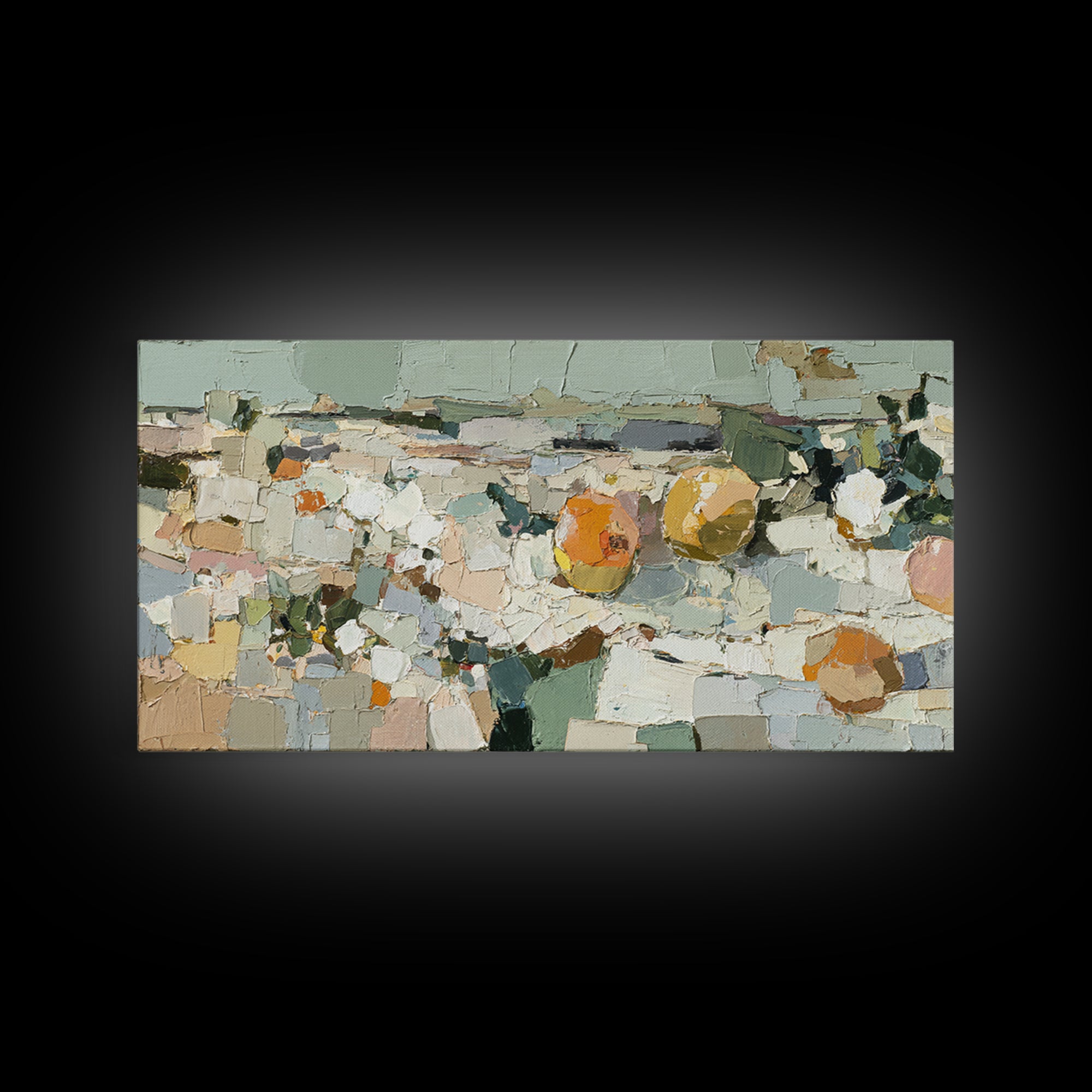 Soft Seaside Cliffs Framed Canvas Print, Impressionist Art, Large Wall Art, Living Room Decor, Impression, Abstract Painting, IMP-2x1-1