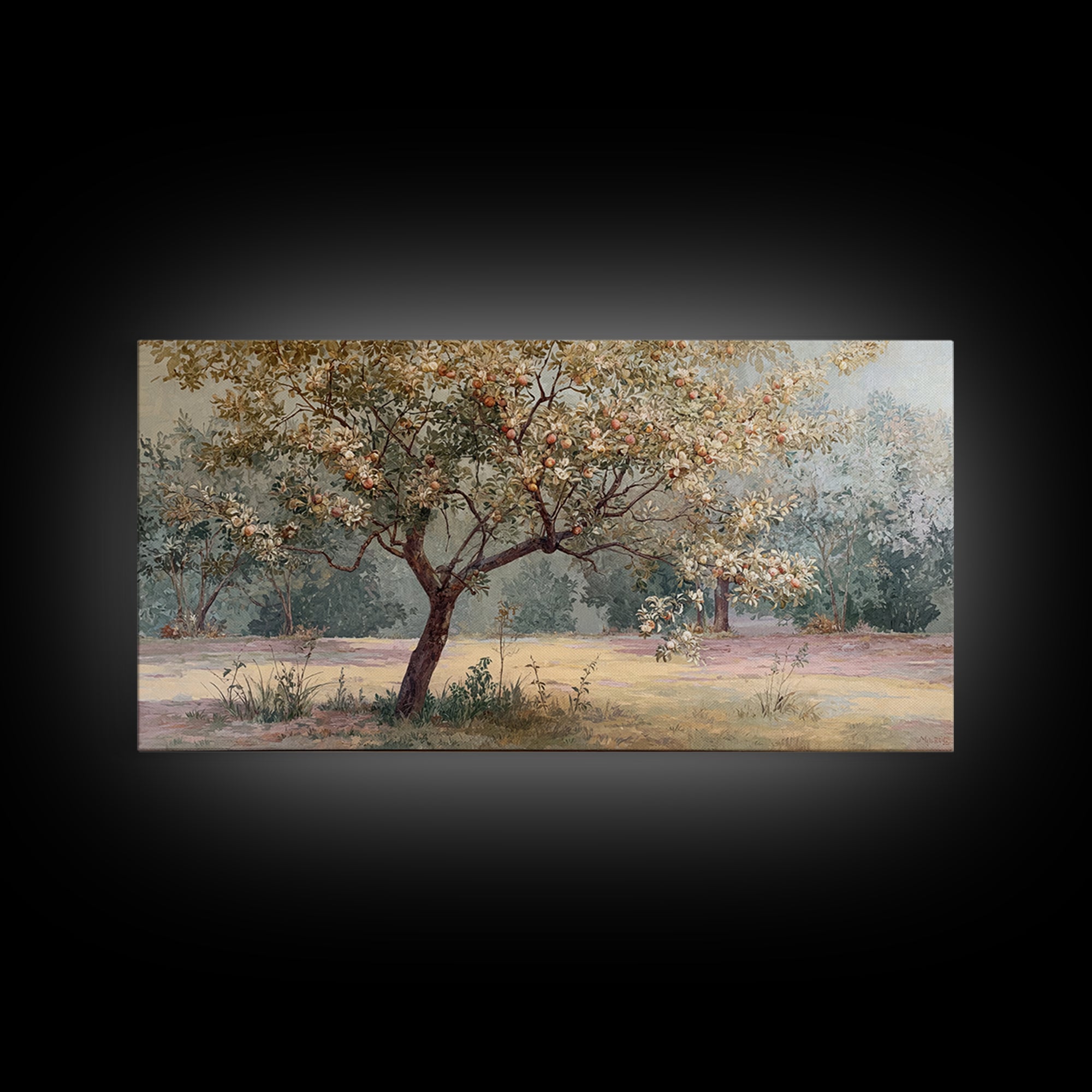 Apple Tree in Summer Orchard Framed Canvas Print, Impressionist Art, Printable Wall Art, Living Room Decor, Impression, IMP-2x1-13