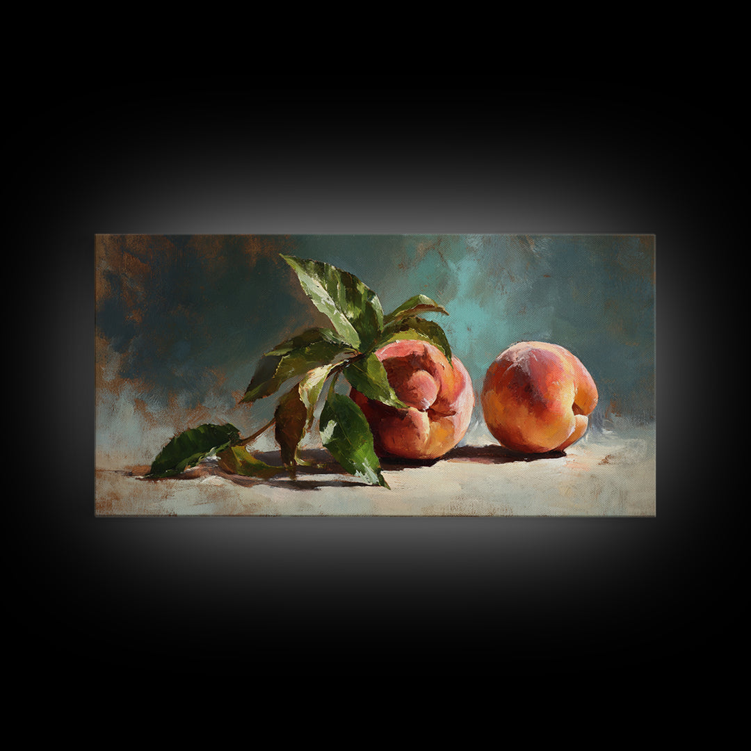 Still Life of Peaches Framed Canvas Print, Impressionist Art, Flower Print, Living Room Decor, Fine Art, Impression, IMP-2x1-19
