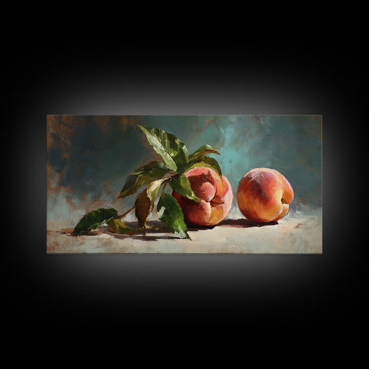 Still Life of Peaches Framed Canvas Print, Impressionist Art, Flower Print, Living Room Decor, Fine Art, Impression, IMP-2x1-19