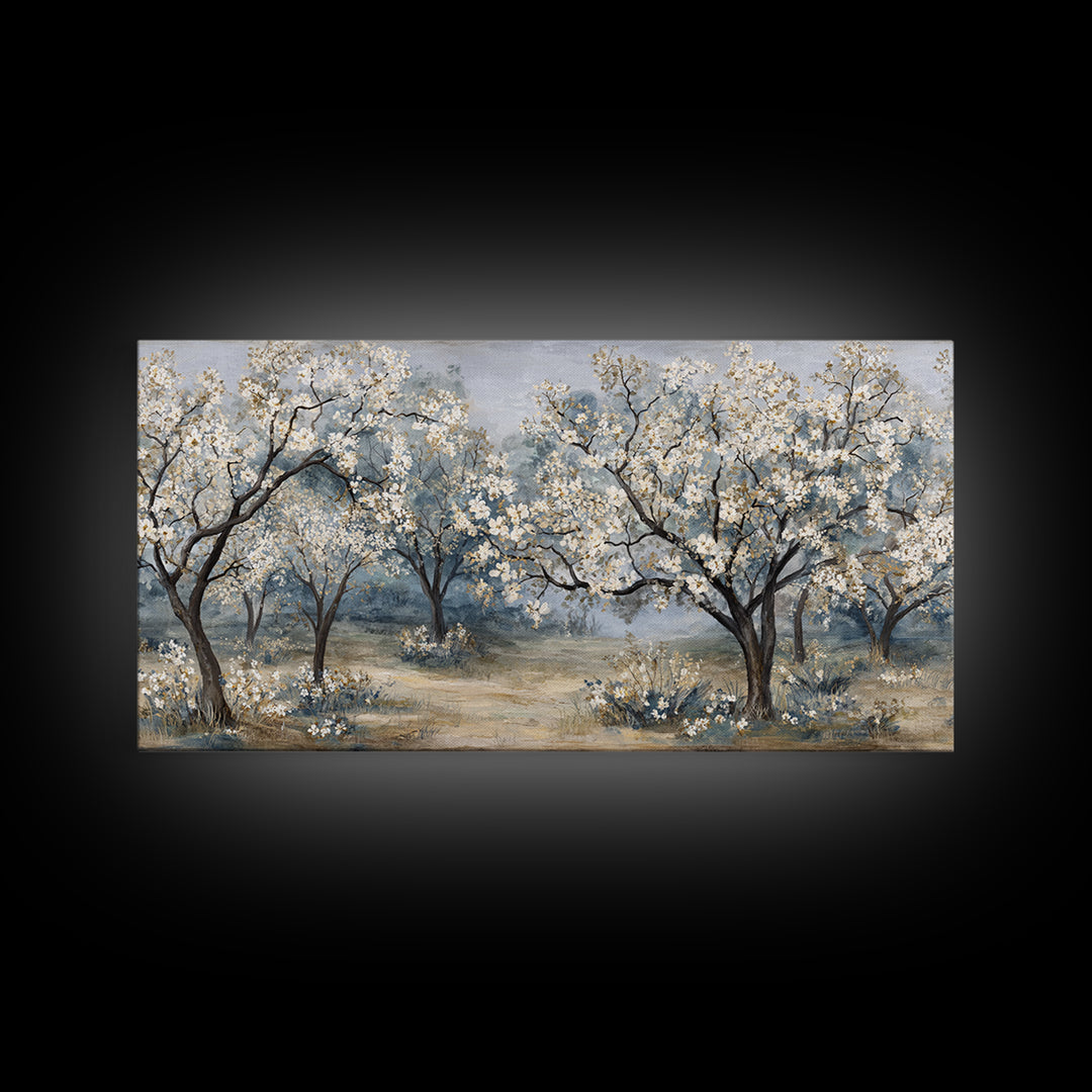 Spring Orchard with Blossoming Trees Canvas Print, Impressionist Art, Living Room Decor, Abstract Art, Impression, IMP-2x1-2
