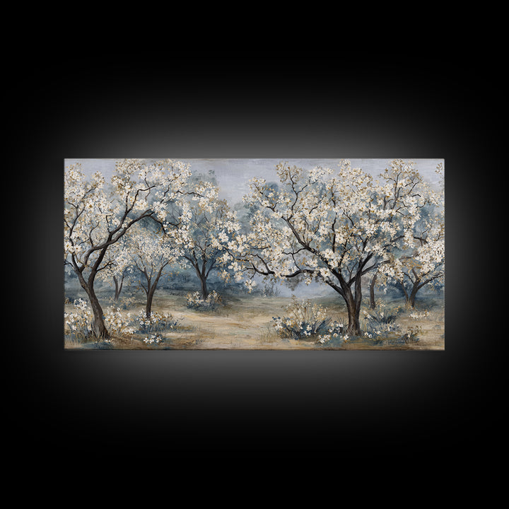Spring Orchard with Blossoming Trees Canvas Print, Impressionist Art, Living Room Decor, Abstract Art, Impression, IMP-2x1-2