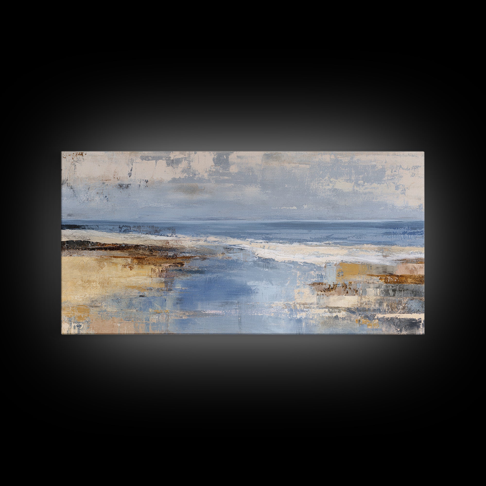 Soft Seaside Cliffs Framed Canvas Print, Impressionist Art, Large Wall Art, Living Room Decor, Impression, Abstract Painting, IMP-2x1-25