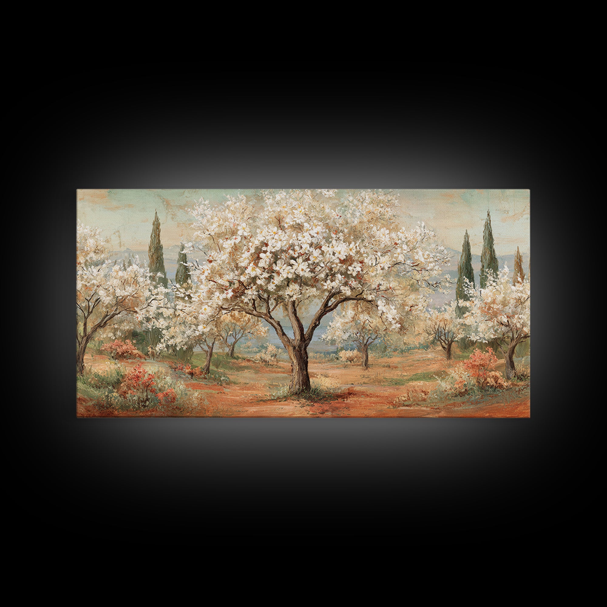 Spring Orchard with Blossoming Trees Canvas Print, Impressionist Art, Living Room Decor, Abstract Art, Impression, IMP-2x1-26