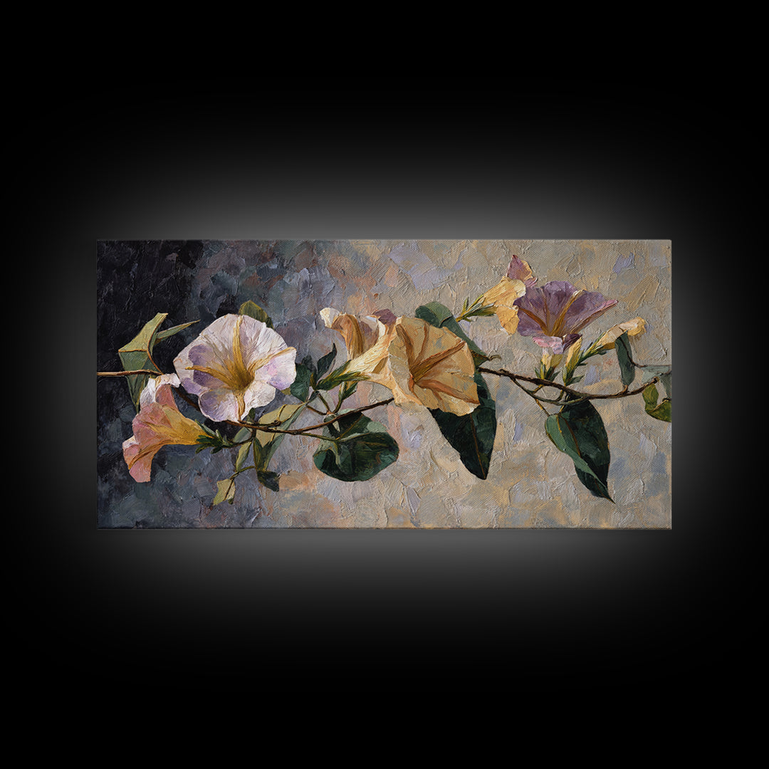 Caf Table with Flowers and Morning Light Canvas Print, Impressionist Art, Minimalist Decor, Living Room Decor, Impression, IMP-2x1-30