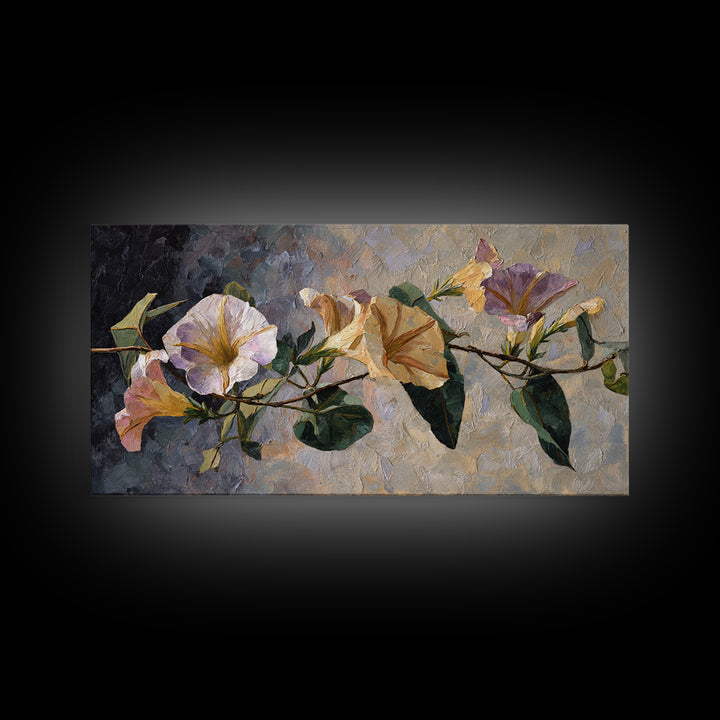 Caf Table with Flowers and Morning Light Canvas Print, Impressionist Art, Minimalist Decor, Living Room Decor, Impression, IMP-2x1-30