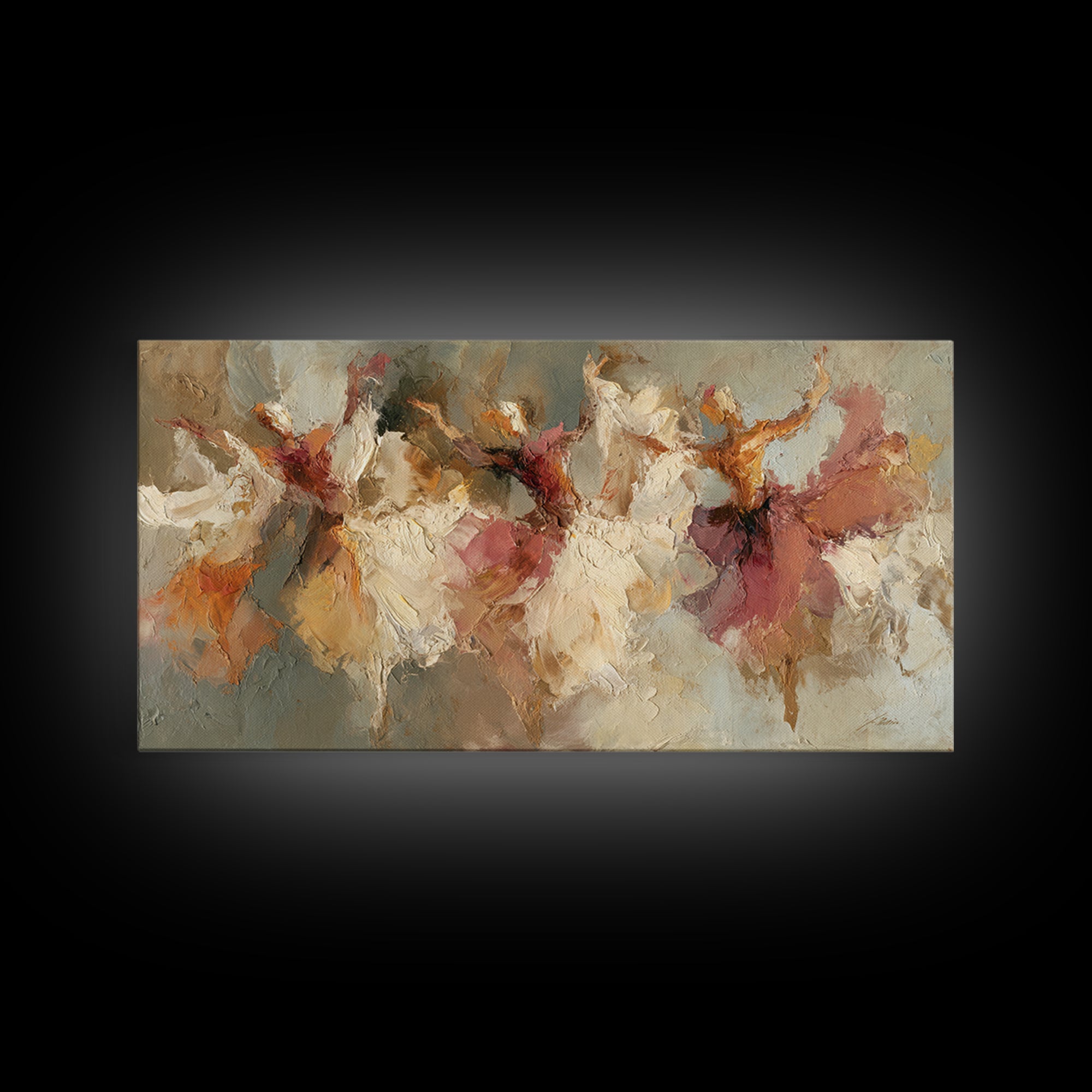 Dancers Suggested by Soft Moving Brushwork Framed Canvas Print, Impressionist Art, Wall Art, Living Room Decor, Oil Painting, IMP-2x1-35