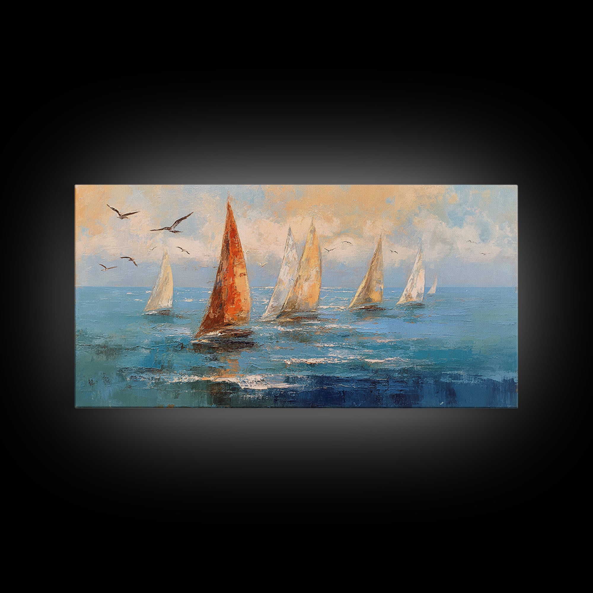 Coastal Beach Figures Canvas Print, Impressionist Art, Oil Painting, Living Room Decor, Fine Art, Impression, Coastal Wall Art, IMP-2x1-39