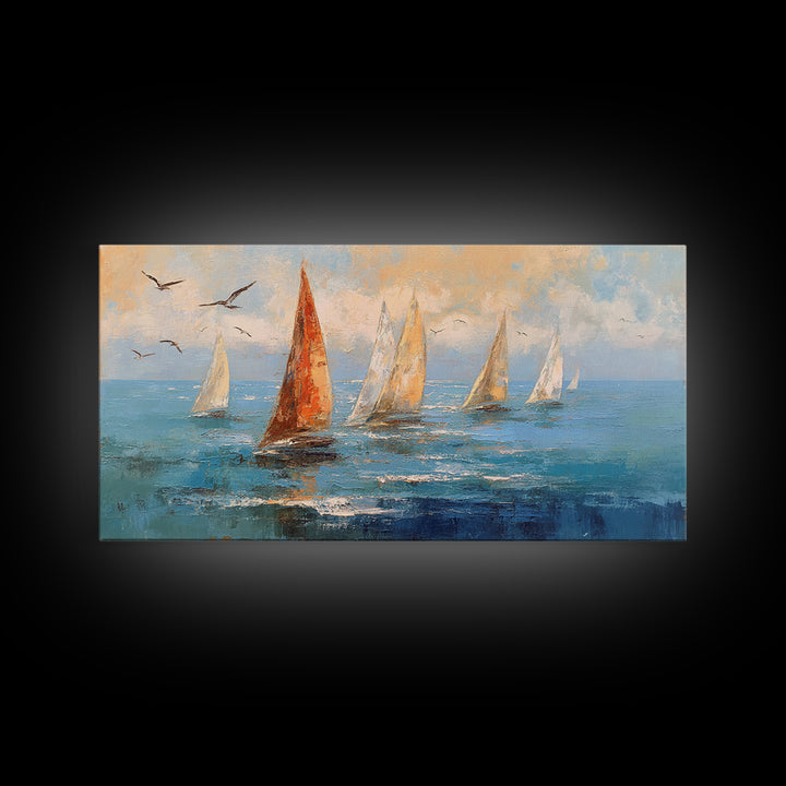 Coastal Beach Figures Canvas Print, Impressionist Art, Oil Painting, Living Room Decor, Fine Art, Impression, Coastal Wall Art, IMP-2x1-39