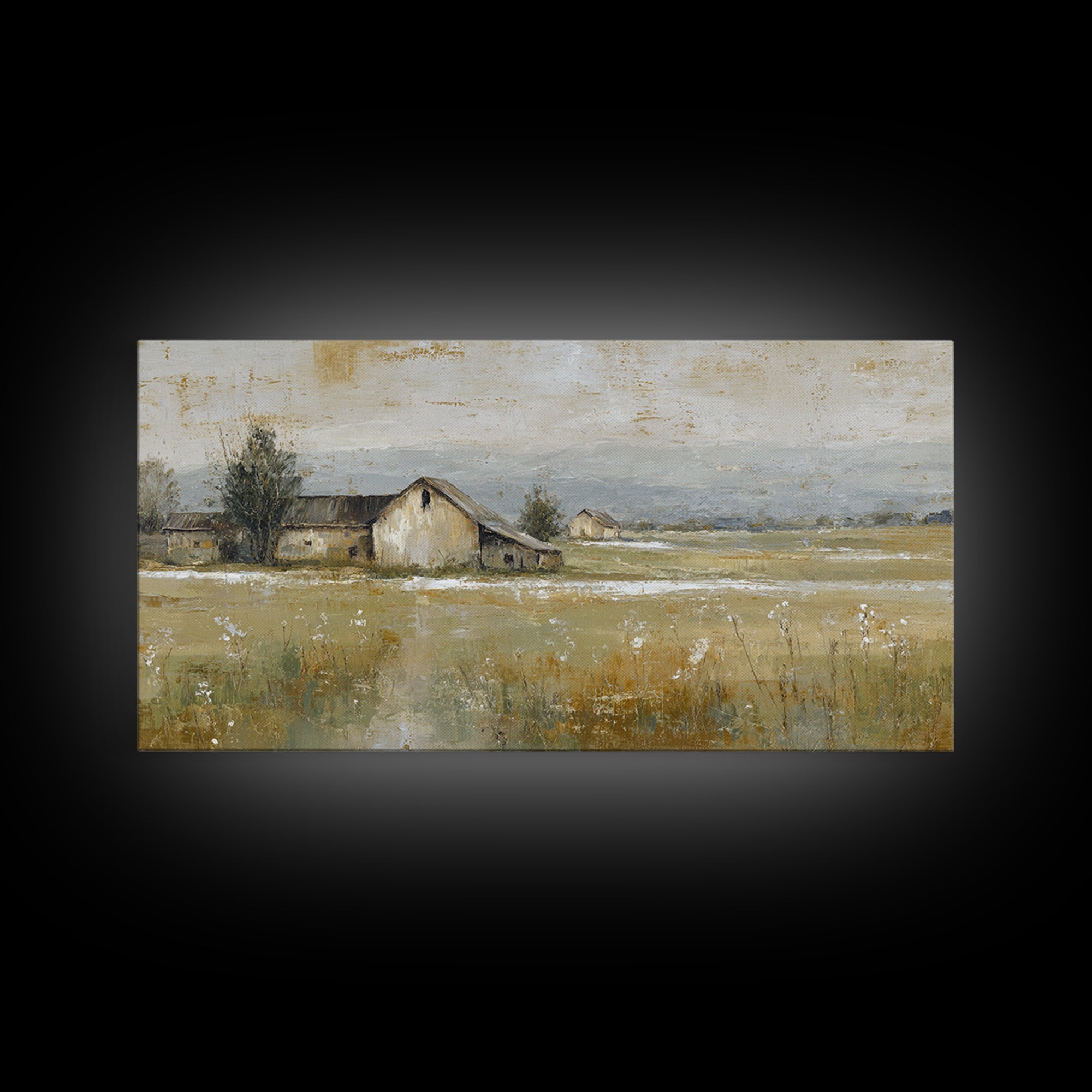 Country Lane with Flickering Sunlight Framed Canvas Print, Impressionist Art, Room Decor, Living Room Decor, Impression, IMP-2x1-42