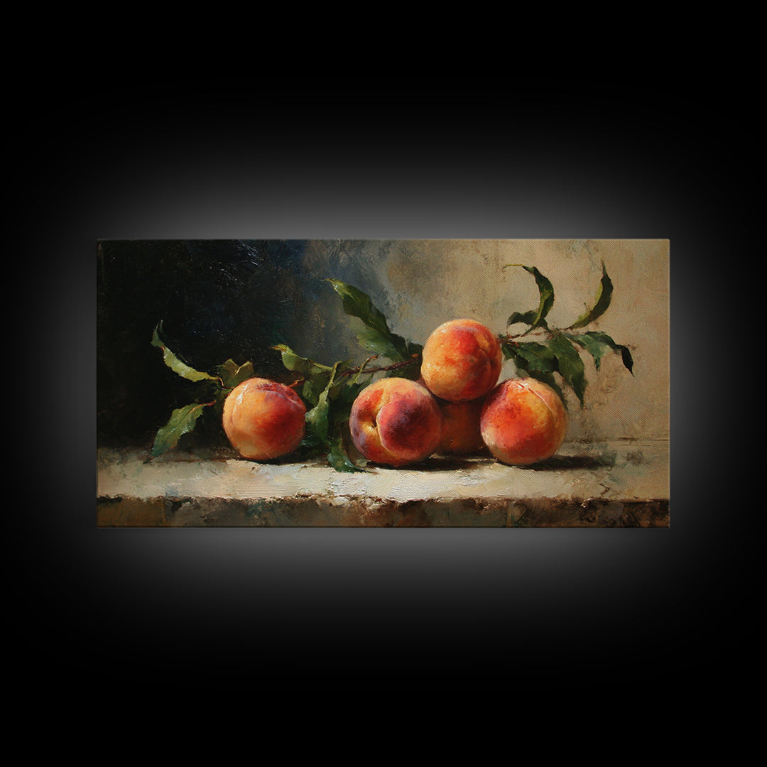 Still Life of Peaches Framed Canvas Print, Impressionist Art, Large Wall Art, Living Room Decor, Fine Art, Impression, IMP-2x1-43