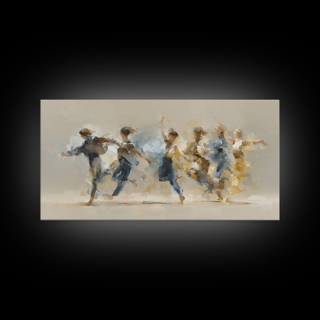 Dancers Suggested by Soft Moving Brushwork Canvas Print, Impressionist Art, Landscape Painting, Living Room Decor, Impression, IMP-2x1-59