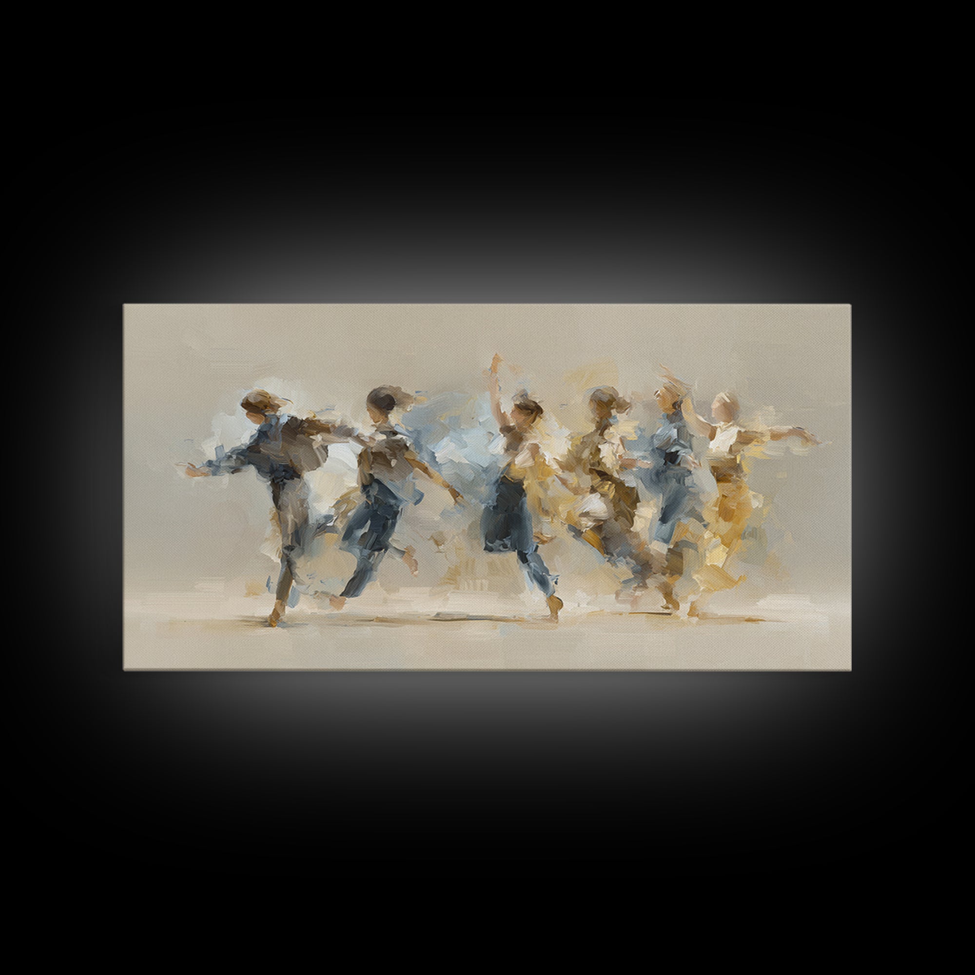 Dancers Suggested by Soft Moving Brushwork Canvas Print, Impressionist Art, Landscape Painting, Living Room Decor, Impression, IMP-2x1-59
