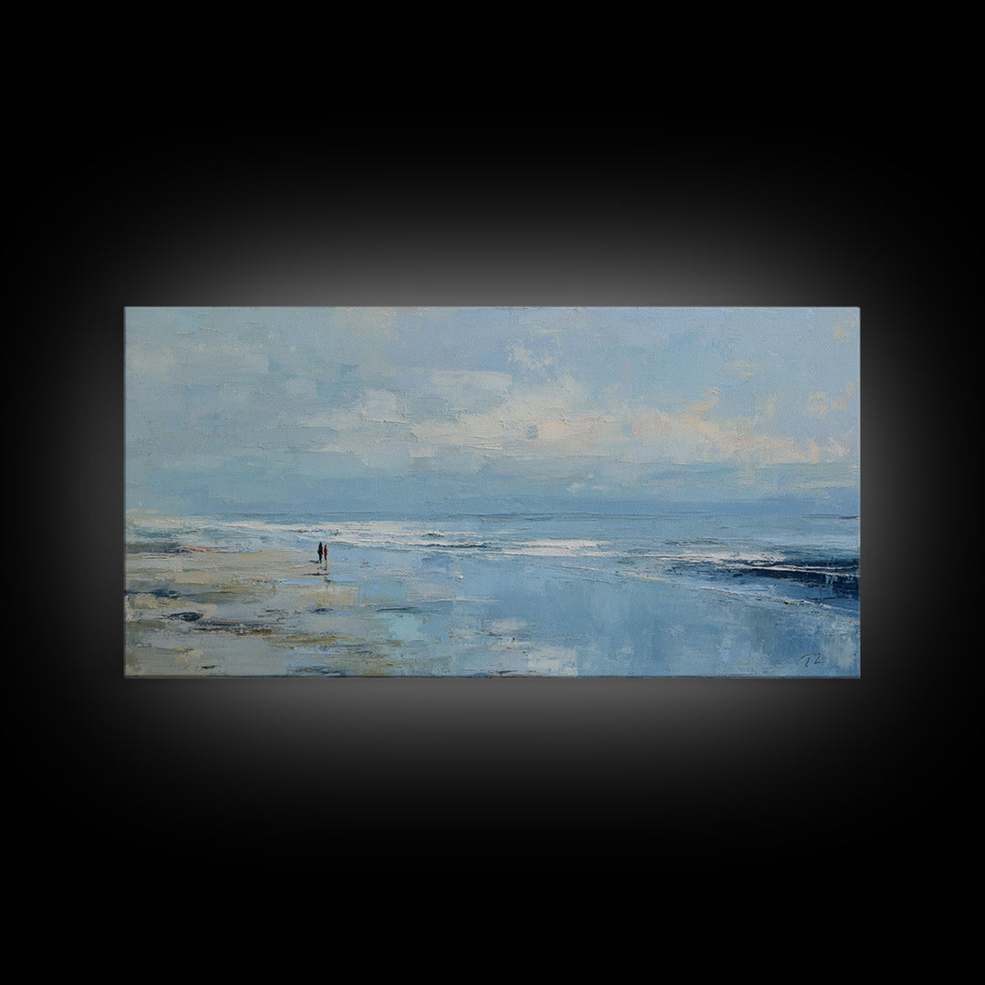 Coastal Beach Figures Canvas Print, Impressionist Art, Living Room Wall Art, Living Room Decor, Fine Art, Impression, IMP-2x1-63