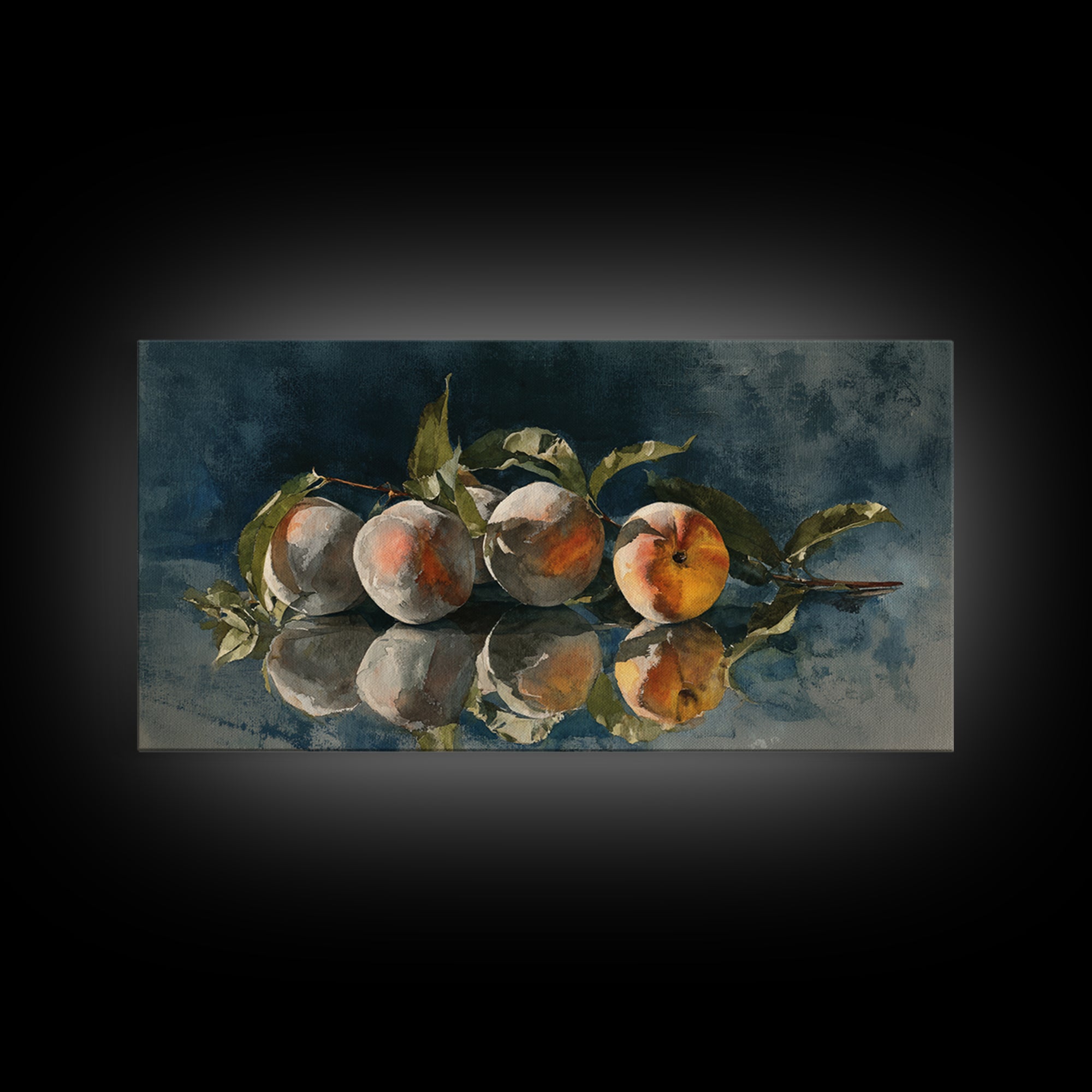 Still Life of Peaches Framed Canvas Print, Impressionist Art, Gallery Decor, Living Room Decor, Fine Art, Impression, IMP-2x1-67
