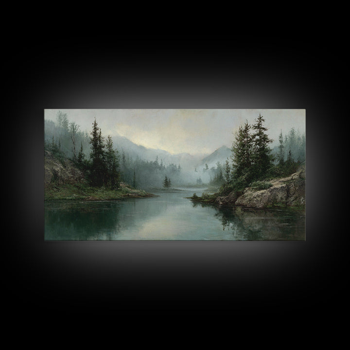 Mountain Lake with Sparkling Reflections Canvas Print, Impressionist Art, Original Art, Living Room Decor, Fine Art, Impression, IMP-2x1-68
