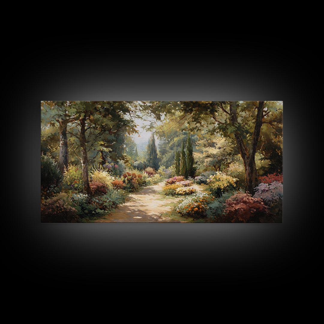 Garden Path Covered Canvas Print, Impressionist Art, Living Room Decor, Oil Painting, Impression, Abstract Painting, IMP-2x1-70