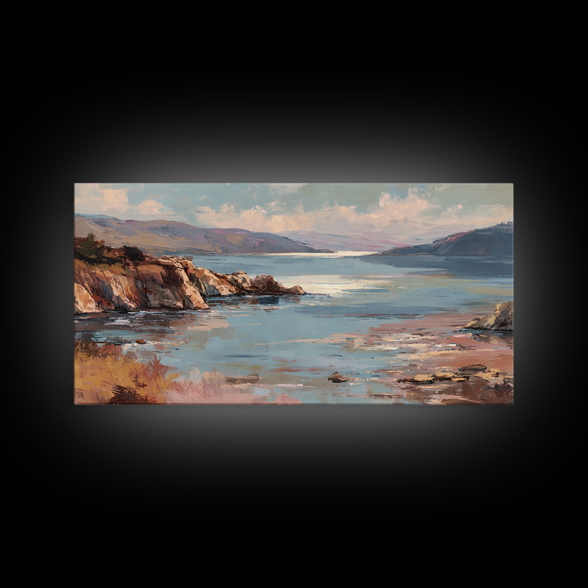 Soft Seaside Cliffs Canvas Print, Impressionist Art, Living Room Decor, Fine Art, Impression, Landscape Art, Colorful Wall Art, IMP-2x1-73