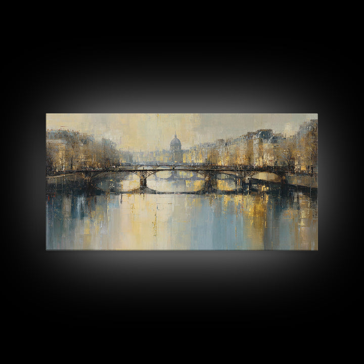 Paris Bridge Reflected Framed Canvas Print, Impressionist Art, Room Decor, Living Room Decor, Fine Art, Impression, IMP-2x1-75