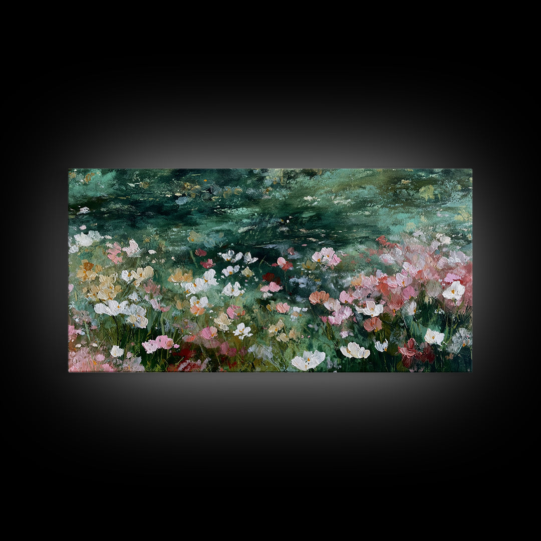 Wildflower Field in Loose Pastel Strokes Canvas Print, Impressionist Art, Modern Wall Art, Living Room Decor, Impression, IMP-2x1-76
