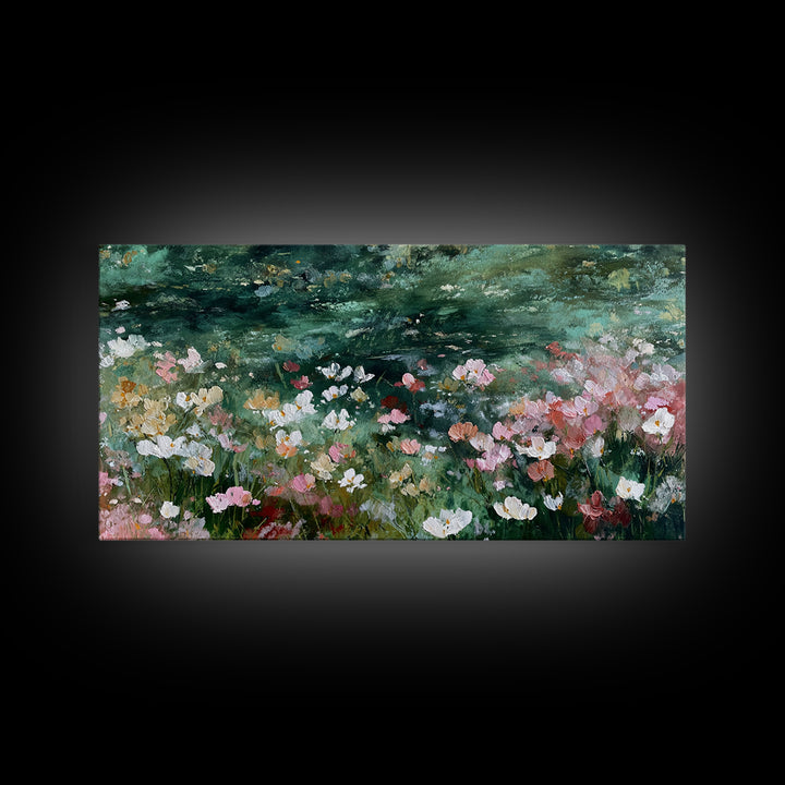 Wildflower Field in Loose Pastel Strokes Canvas Print, Impressionist Art, Modern Wall Art, Living Room Decor, Impression, IMP-2x1-76