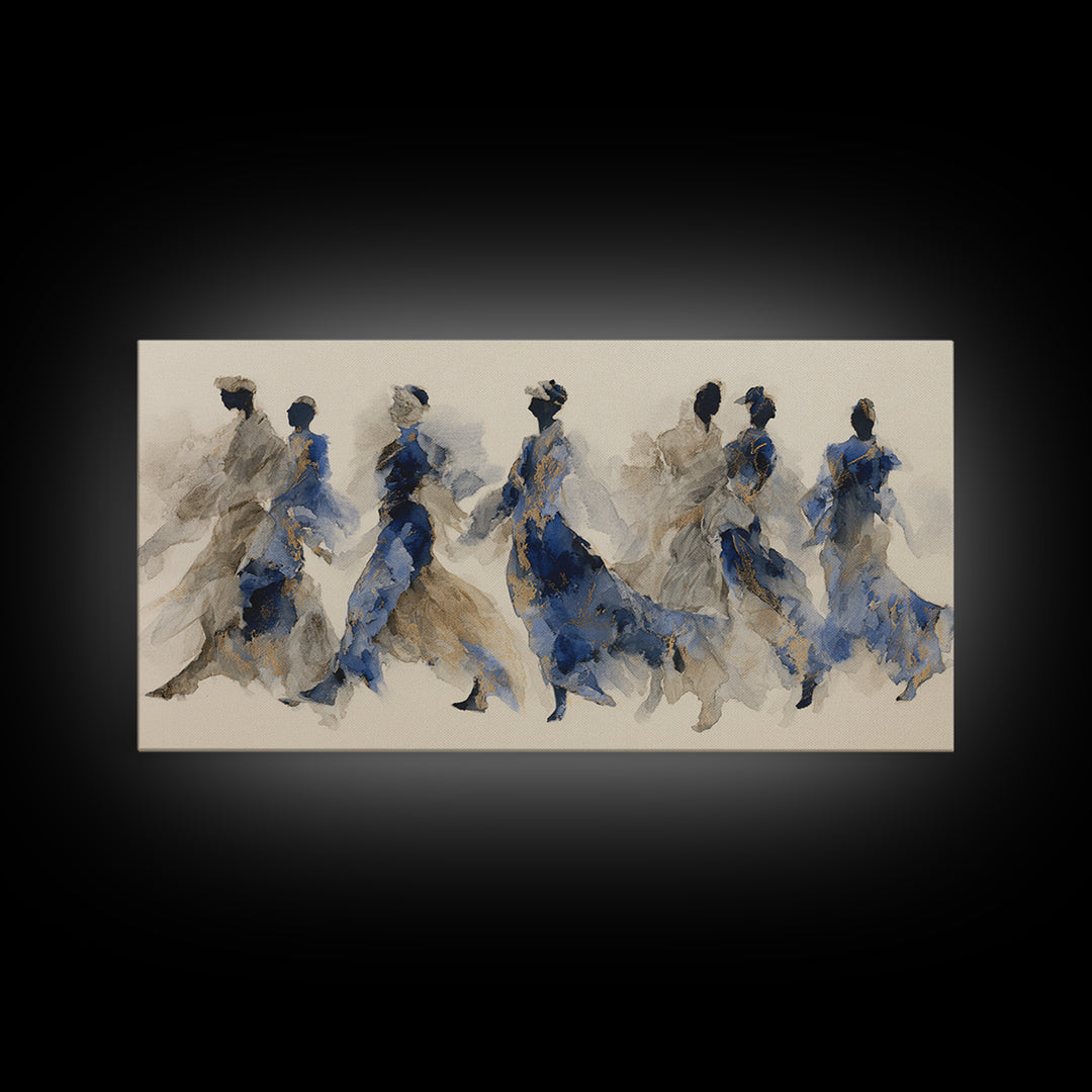 Dancers Suggested by Soft Moving Brushwork Framed Canvas Print, Impressionist Art, Painting, Living Room Decor, Impression, IMP-2x1-83