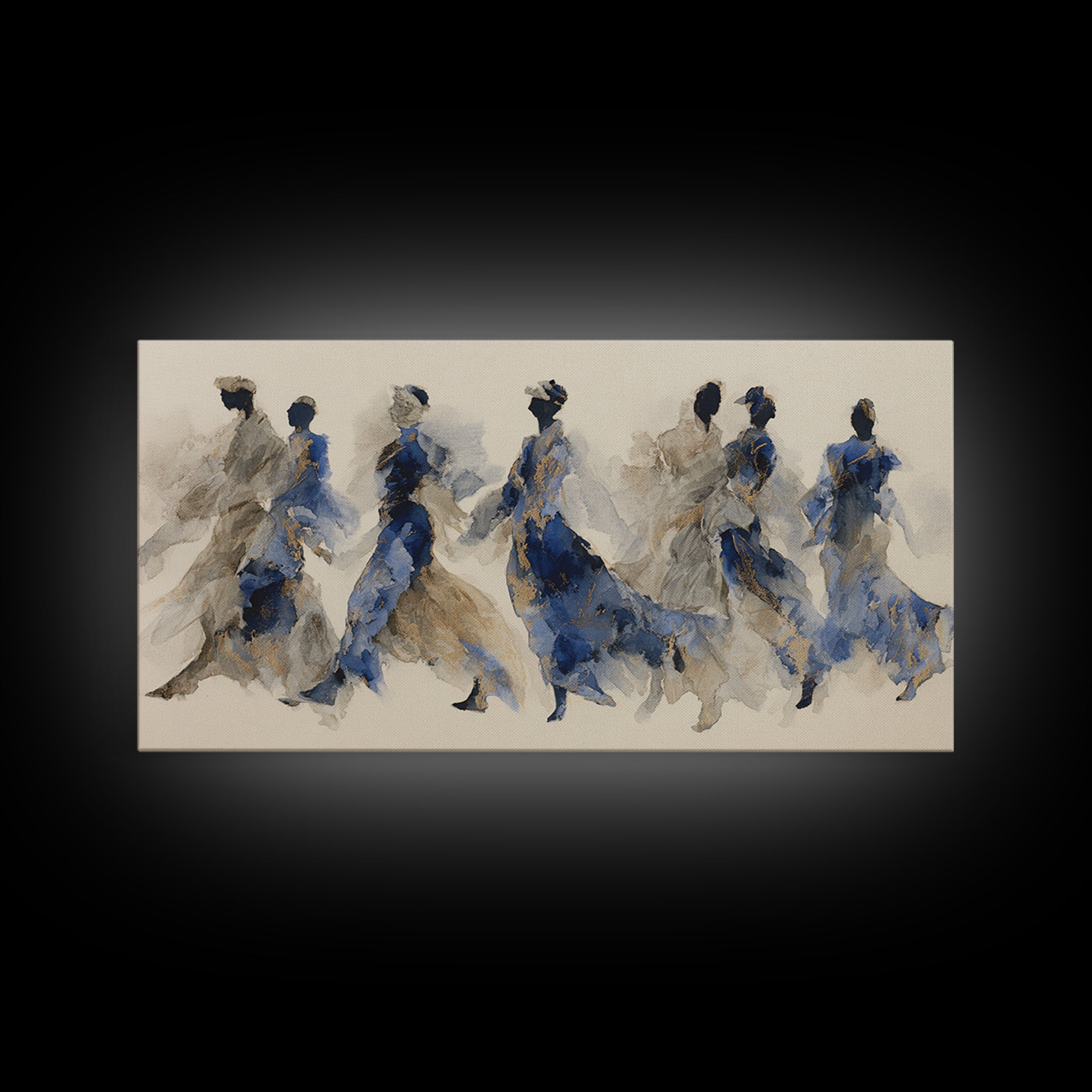 Dancers Suggested by Soft Moving Brushwork Framed Canvas Print, Impressionist Art, Painting, Living Room Decor, Impression, IMP-2x1-83