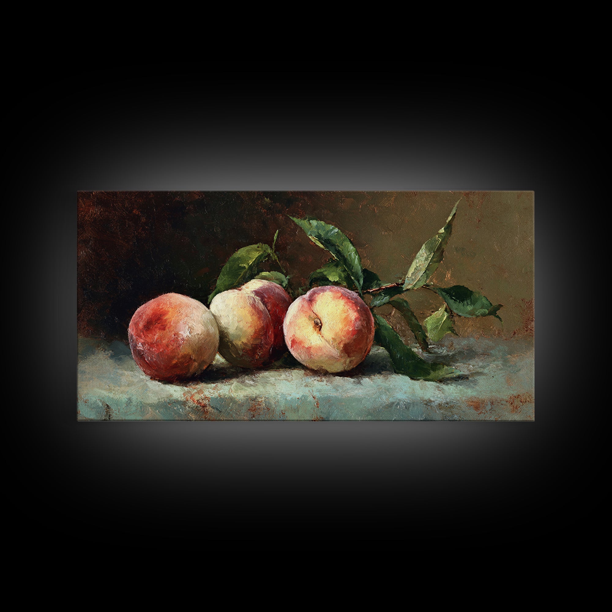Still Life of Peaches Framed Canvas Print, Impressionist Art, Textured Wall Art, Living Room Decor, Fine Art, Impression, IMP-2x1-91