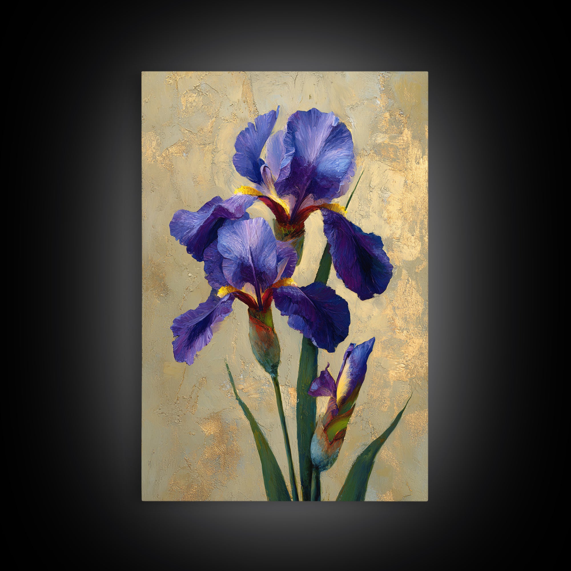 Iris Garden with Blue Violet Strokes Canvas Print, Impressionist Art, Printable Wall Art, Living Room Decor, Impression, IMP-2x3-100
