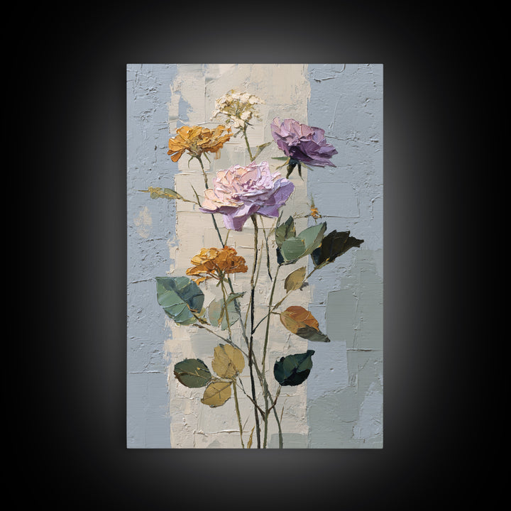 Caf Table with Flowers and Morning Light Framed Canvas Print, Impressionist Art, Home Decor, Living Room Decor, Impression, IMP-2x3-18