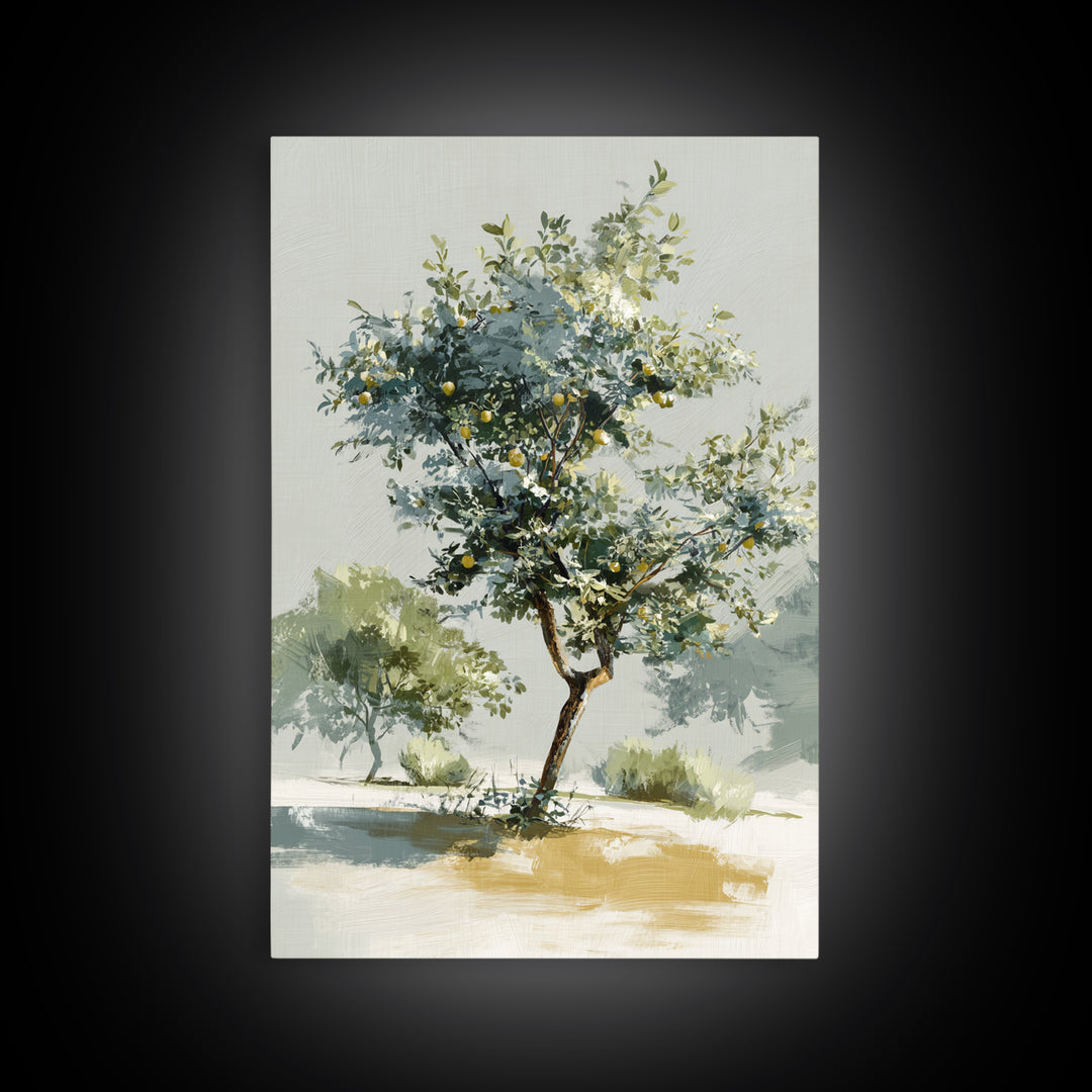 Apple Tree in Summer Orchard Framed Canvas Print, Impressionist Art, Large Wall Art, Living Room Decor, Fine Art, Impression, IMP-2x3-25