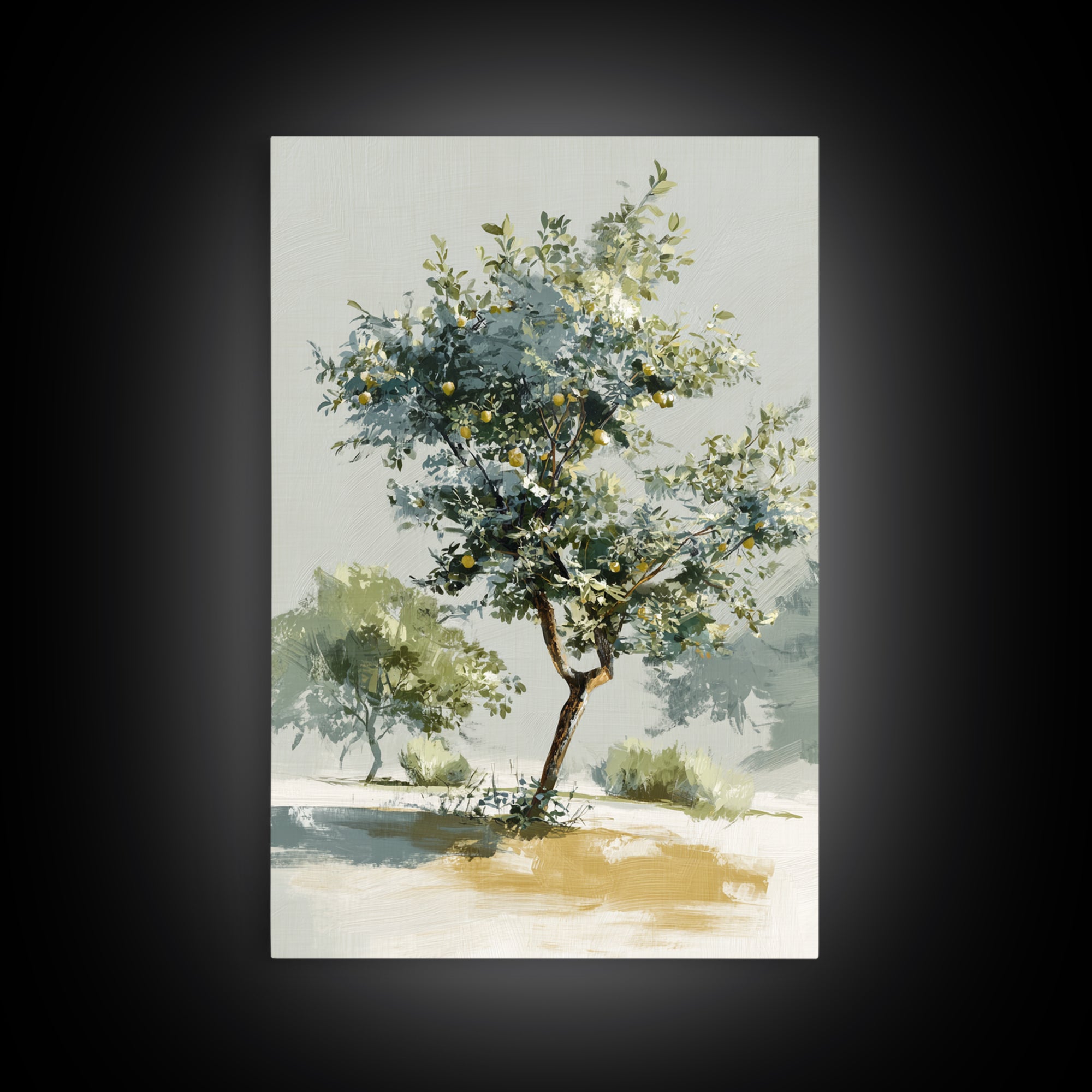 Apple Tree in Summer Orchard Framed Canvas Print, Impressionist Art, Large Wall Art, Living Room Decor, Fine Art, Impression, IMP-2x3-25