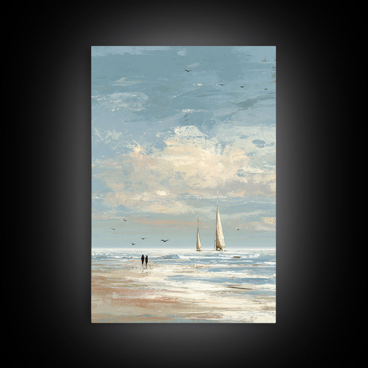 Coastal Beach Figures Canvas Print, Impressionist Art, Home Decor, Living Room Decor, Fine Art, Impression, Horizontal Wall Art, IMP-2x3-27