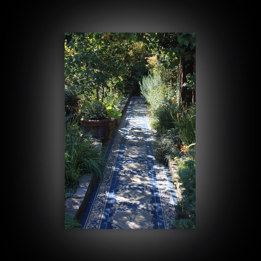 Garden Path Covered Framed Canvas Print, Impressionist Art, Printable Wall Art, Living Room Decor, Watercolor Art, Impression, IMP-2x3-34