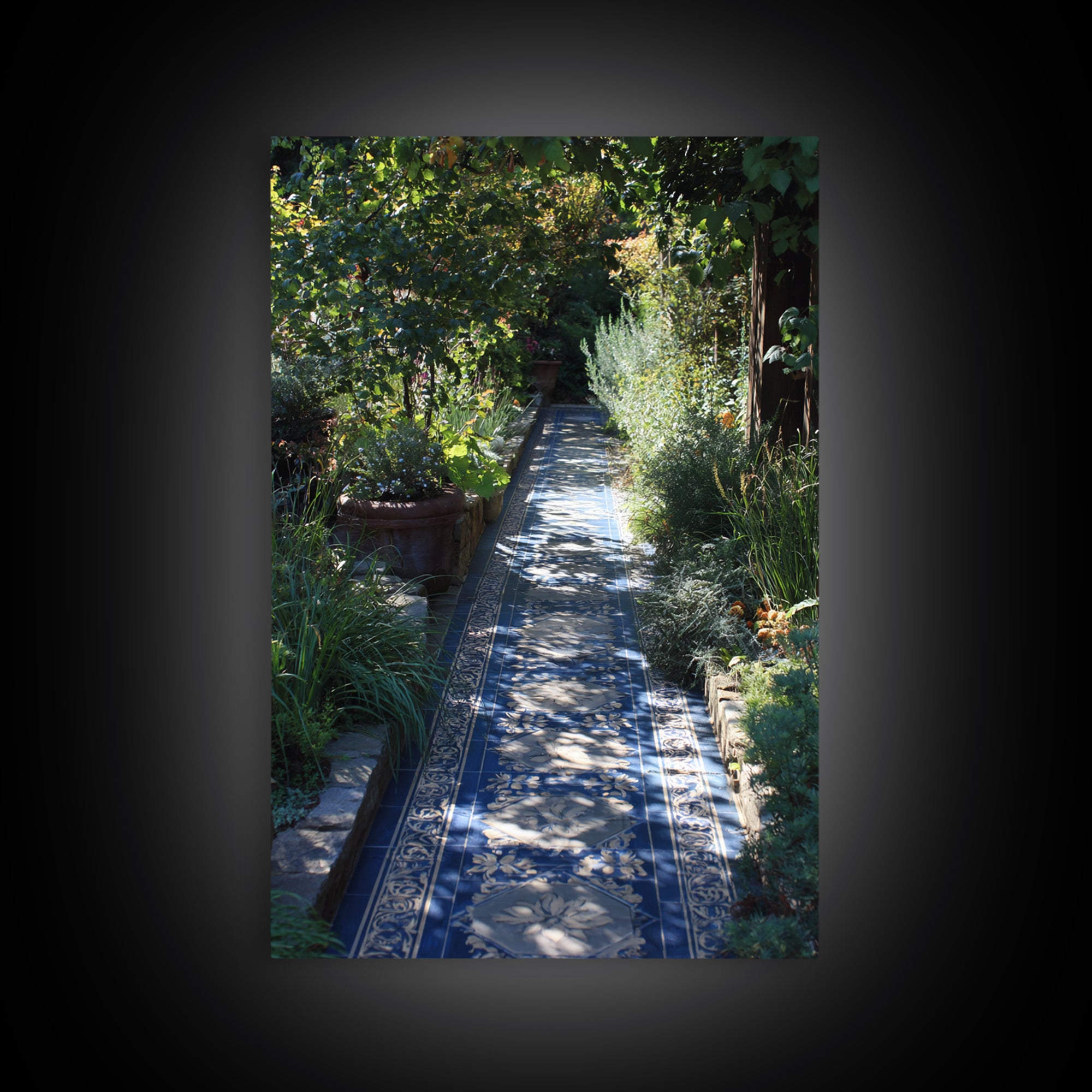 Garden Path Covered Framed Canvas Print, Impressionist Art, Printable Wall Art, Living Room Decor, Watercolor Art, Impression, IMP-2x3-34