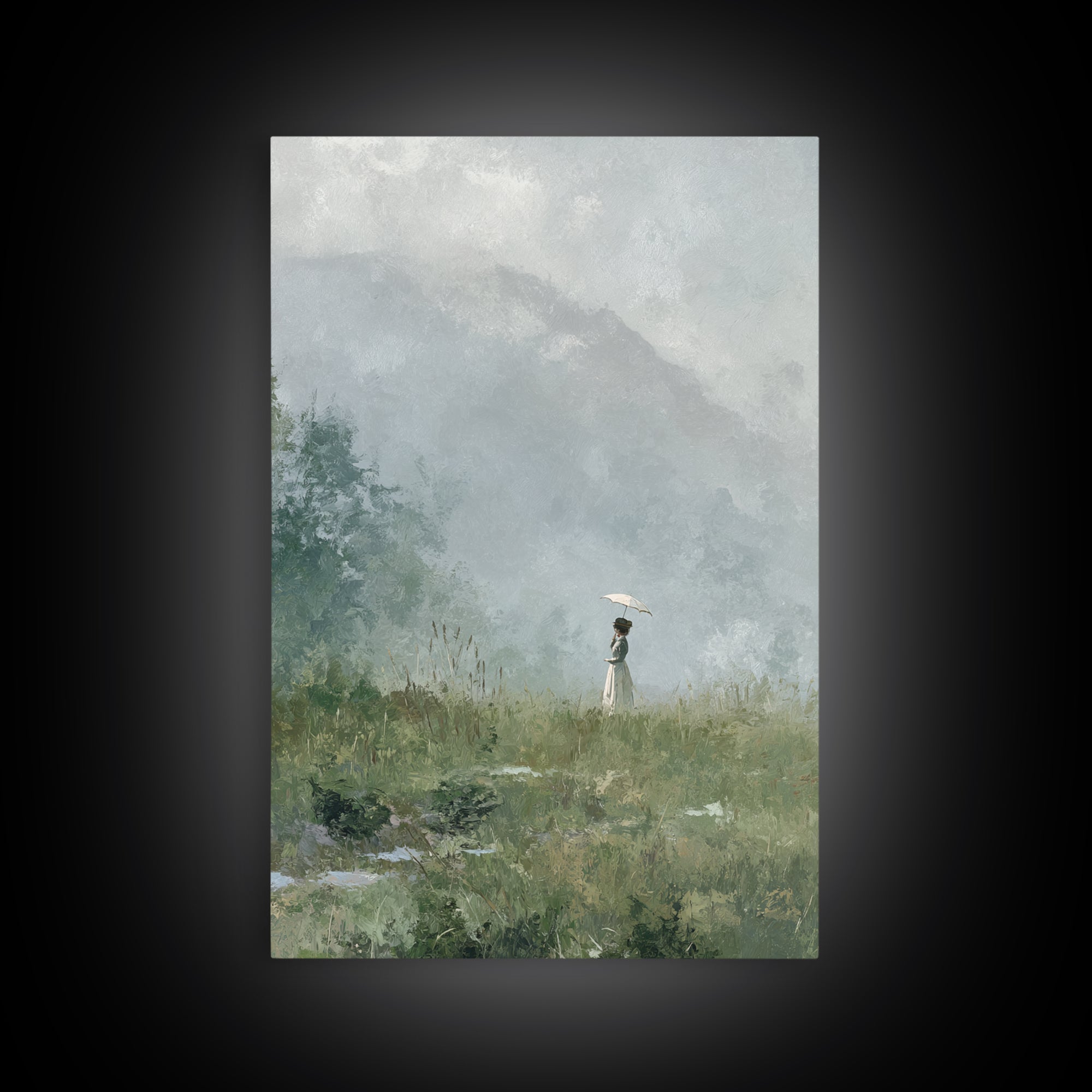 Woman with Parasol in Breezy Meadow Canvas Print, Impressionist Art, Original Art, Living Room Decor, Fine Art, Impression, IMP-2x3-35