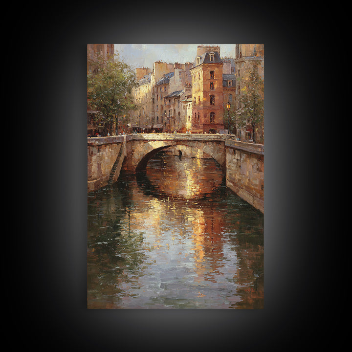 Paris Bridge Reflected Canvas Print, Impressionist Art, Bedroom Decor, Living Room Decor, Fine Art, Impression, Modern Art, IMP-2x3-39