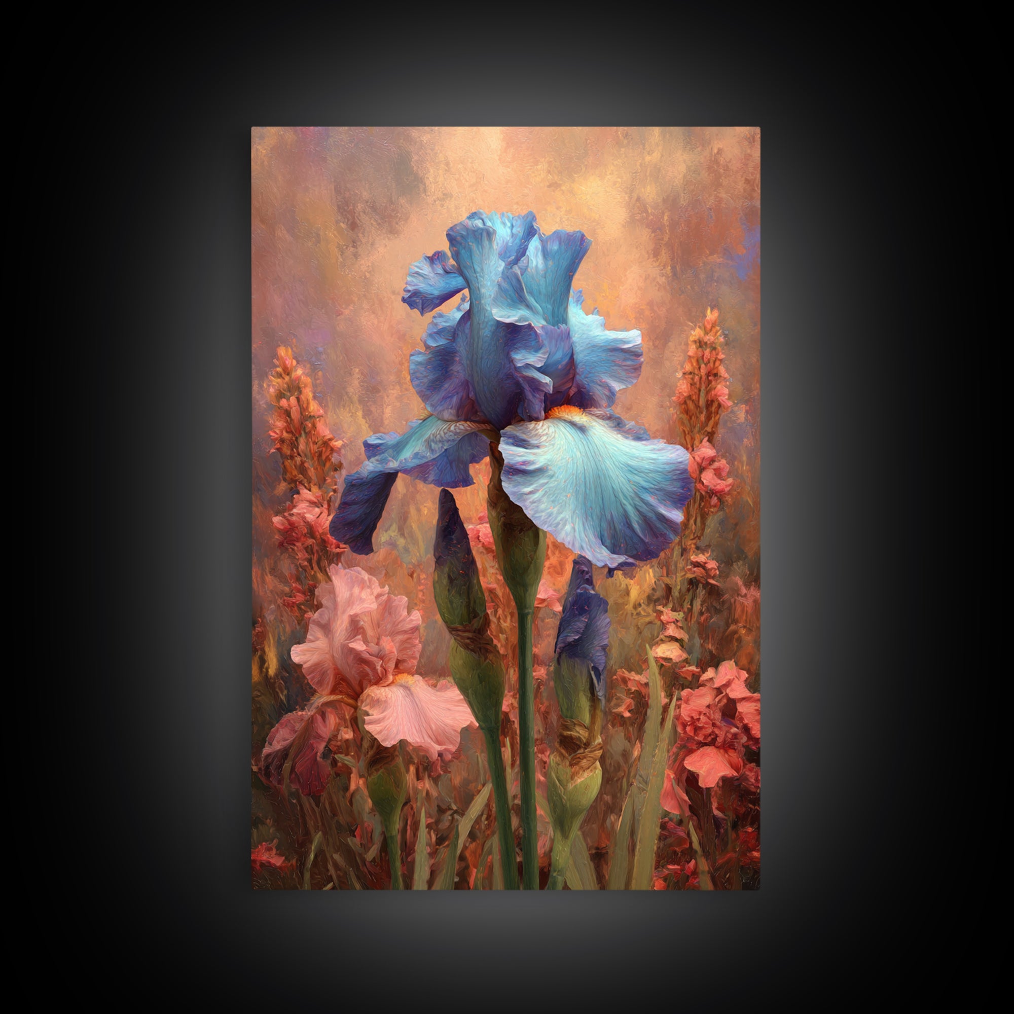 Iris Garden with Blue Violet Strokes Canvas Print, Impressionist Art, Contemporary Art, Living Room Decor, Impression, IMP-2x3-4