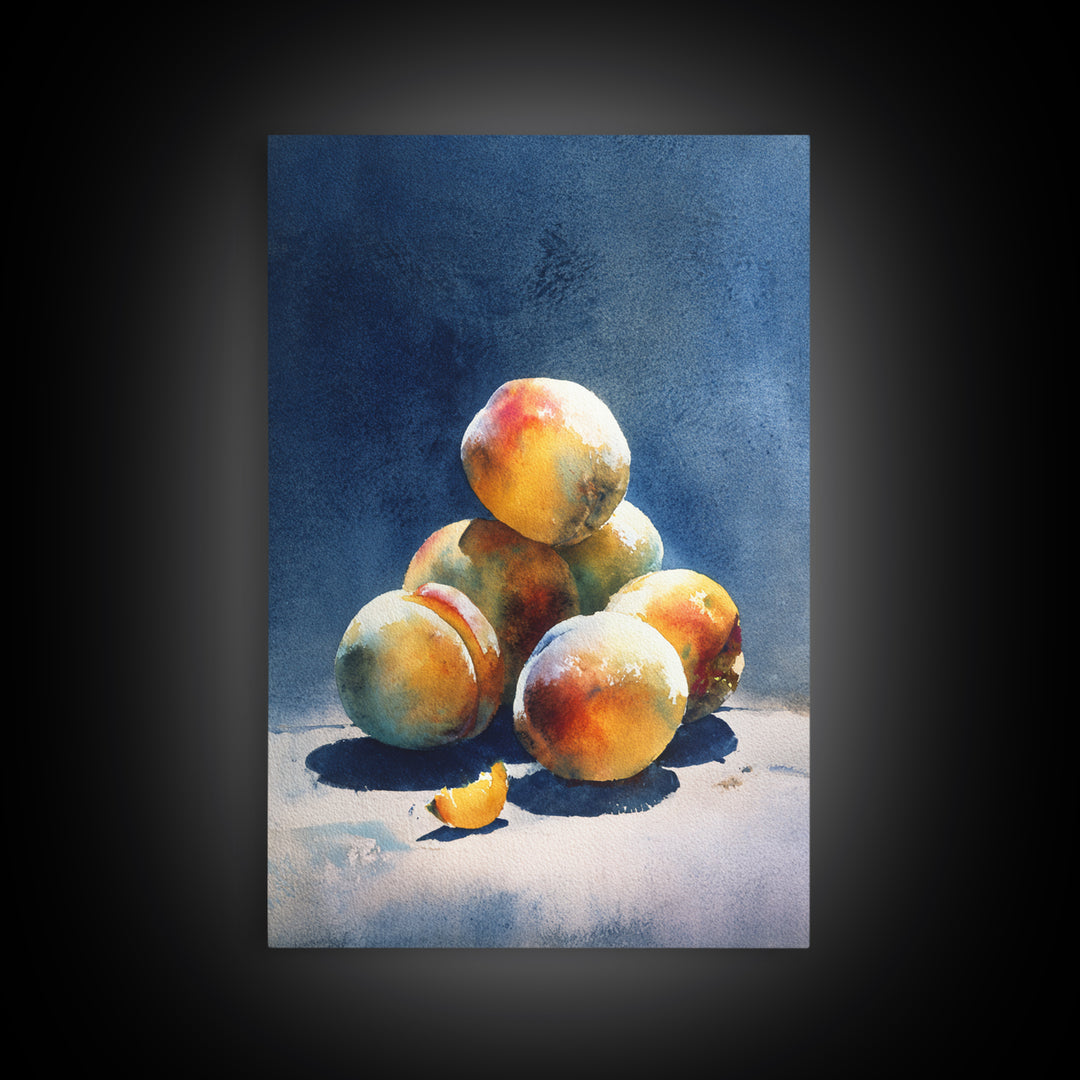 Still Life of Peaches Framed Canvas Print, Impressionist Art, Large Wall Art, Living Room Decor, Fine Art, Impression, IMP-2x3-55