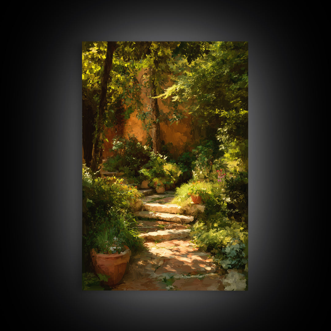 Garden Path Covered Canvas Print, Impressionist Art, Textured Wall Art, Living Room Decor, Impression, Landscape Painting, IMP-2x3-58