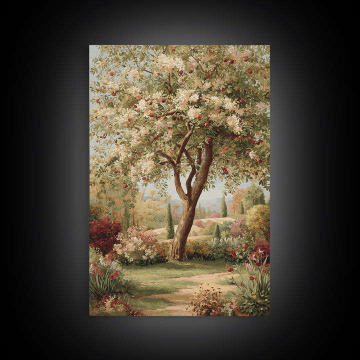 Apple Tree in Summer Orchard Framed Canvas Print, Impressionist Art, Coastal Wall Art, Living Room Decor, Fine Art, Impression, IMP-2x3-73