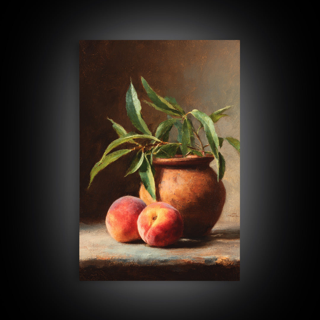 Still Life of Peaches Canvas Print, Impressionist Art, Living Room Decor, Impression, Landscape Art, Colorful Wall Art, IMP-2x3-79