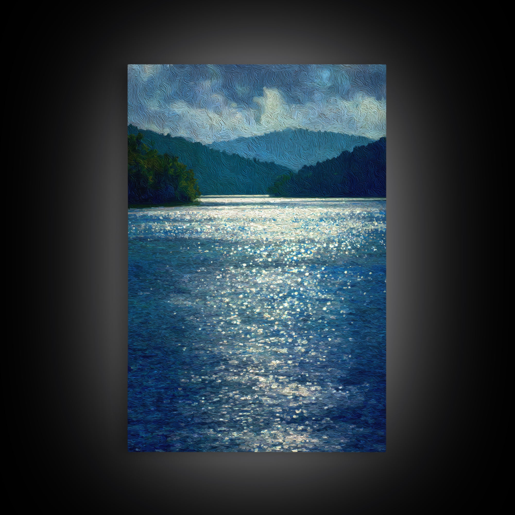 Mountain Lake with Sparkling Reflections Canvas Print, Impressionist Art, Living Room Art, Living Room Decor, Impression, IMP-2x3-8