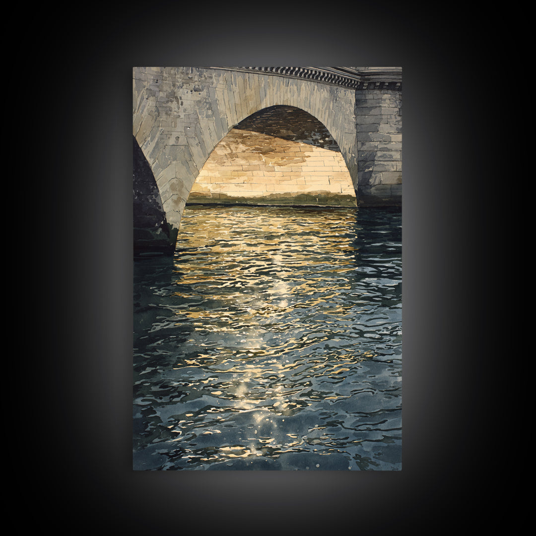 Paris Bridge Reflected Framed Canvas Print, Impressionist Art, Colorful Wall Art, Living Room Decor, Fine Art, Impression, IMP-2x3-87