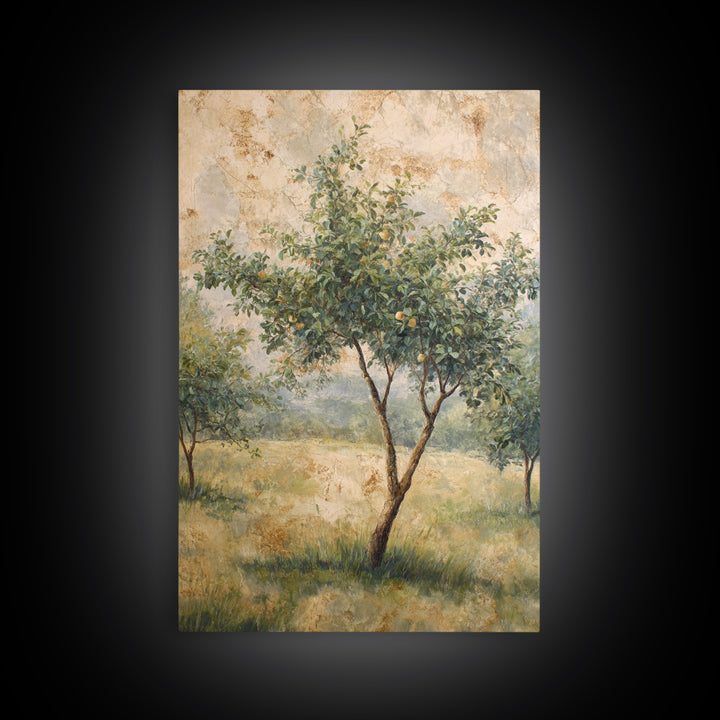 Apple Tree in Summer Orchard Framed Canvas Print, Impressionist Art, Coastal Wall Art, Living Room Decor, Fine Art, Impression, IMP-2x3-97