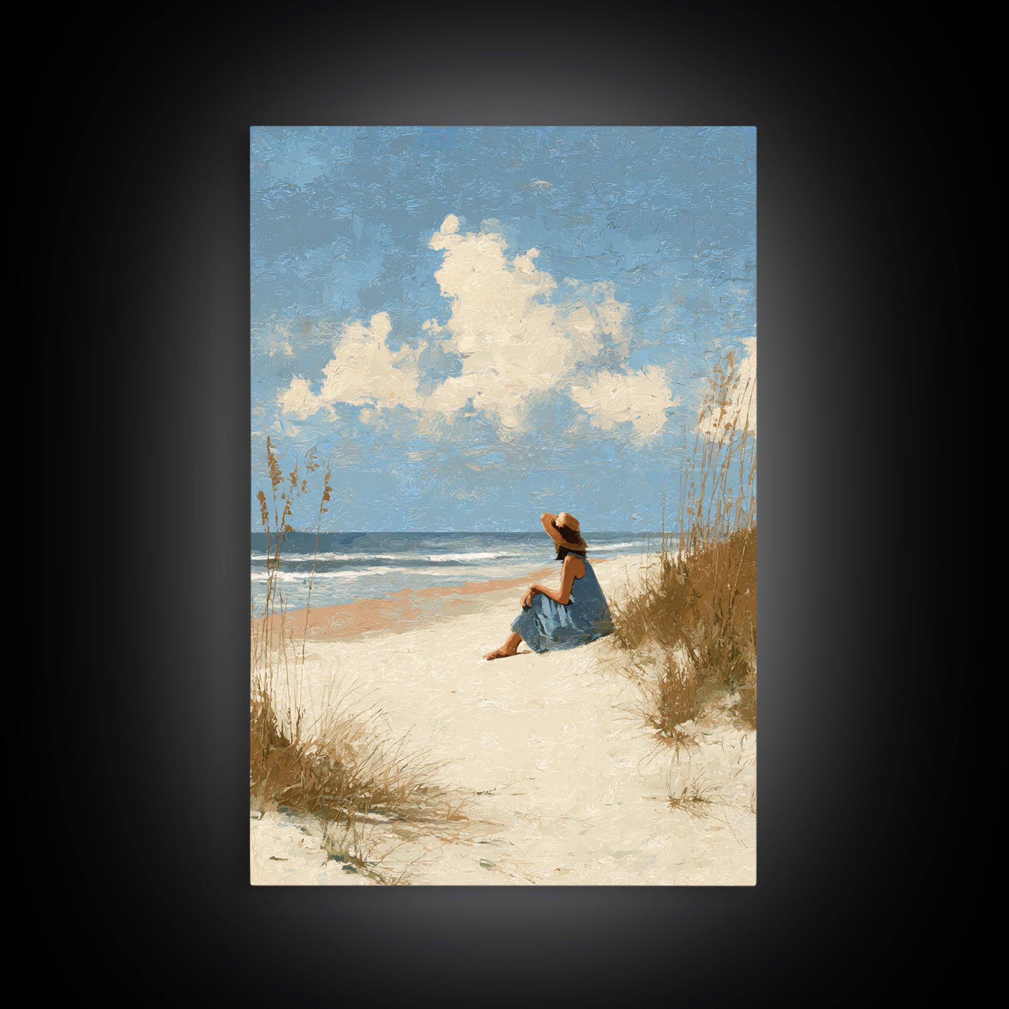Coastal Beach Figures Canvas Print, Impressionist Art, Gallery Wall Art, Living Room Decor, Oil Painting, Impression, IMP-2x3-99
